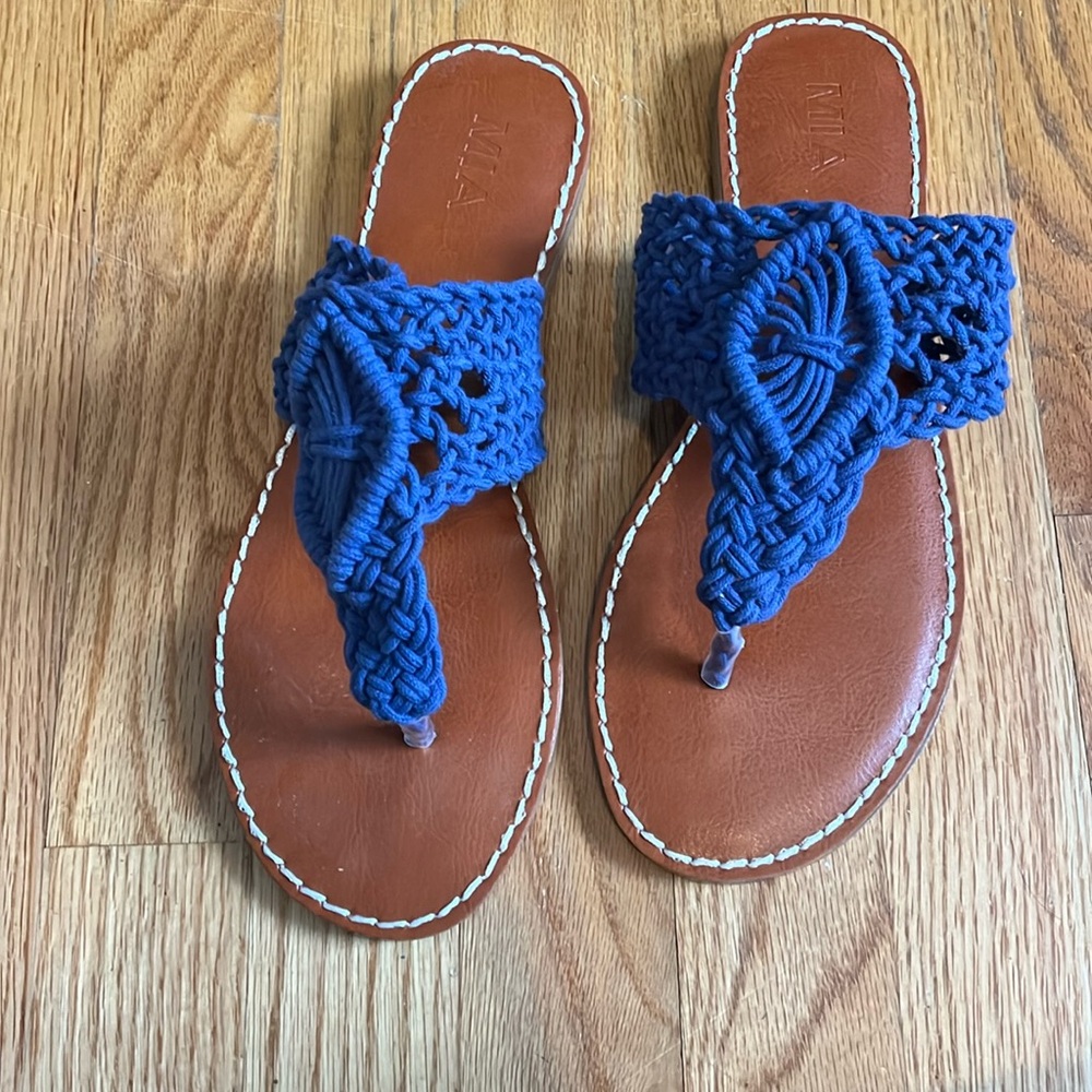 MIA Vivian crocheted sandals, blue, size 10